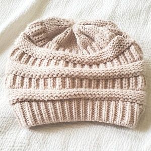 Woven Cream Beanie